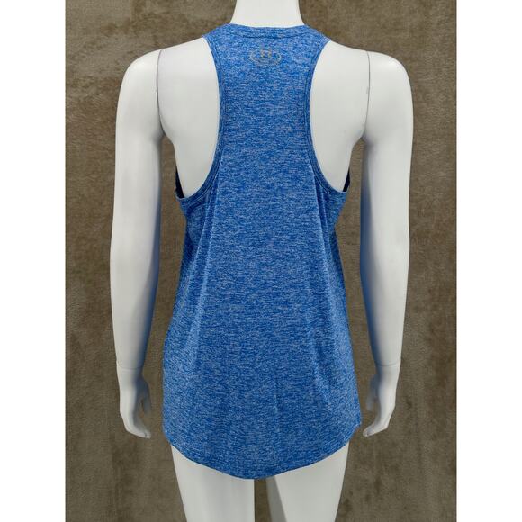 Under Armour Top Women Medium Blue Tank Heatgear Logo Graphic Workout Activewear - Picture 5 of 10